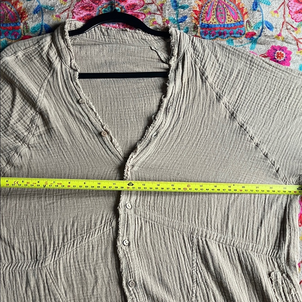Casual Tan Button-Up Women's Mini Dress or Tunic Top(Unknown brand) - Picture 9 of 11